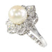 Ring 50 Art Deco platinum diamond pearl ring 58 Facettes 22132-0317