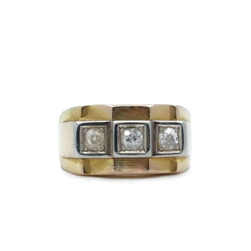 Ring 52.5 Tank ring 2 Gold Diamonds 58 Facettes REF2203-3