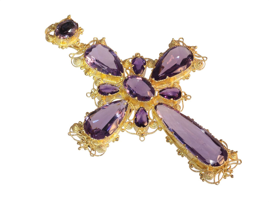 Broche Broche/pendentif or croix améthystes 58 Facettes 19291-0283