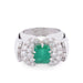 Ring Art Deco Emerald, Diamond, White Gold & Platinum Ring 58 Facettes 1