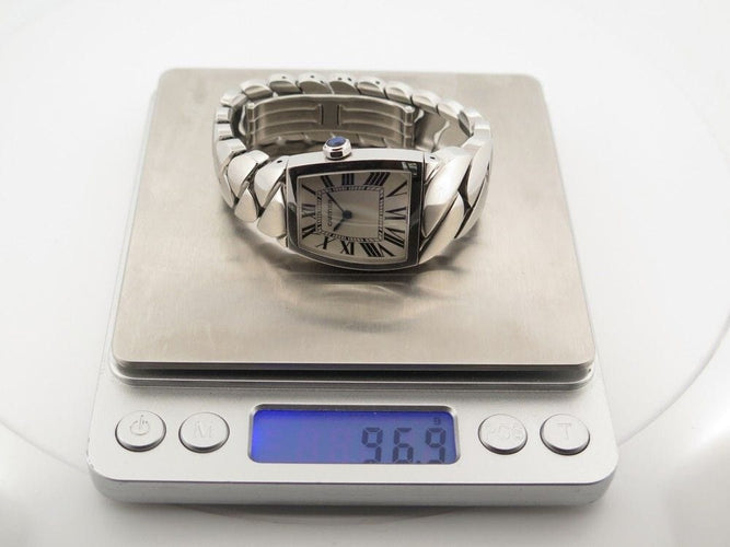 Montre montre CARTIER la dona large 2835 28 mm quartz acier palladie 58 Facettes 253462