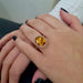 Bague Bague cocktail citrine ovale diamants or jaune 58 Facettes