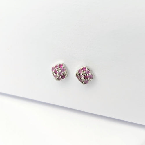 Boucles d'oreilles Boucles d'oreilles Or blanc Diamants Saphirs roses 58 Facettes 27968