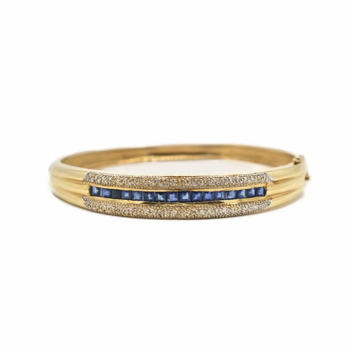 Bracelet Bangle bracelet 2 Yellow gold Sapphires Diamonds 58 Facettes REF2308-49
