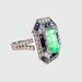 Ring Emerald Ring Sapphires Diamonds Art Deco style 58 Facettes