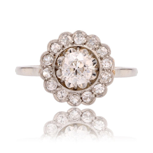 Bague 56 Bague ancienne marguerite de diamants 58 Facettes 22-586