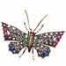 Brooch Butterfly Brooch 19th Yellow Gold Silver Diamonds Ruby Emerald Sapphire 58 Facettes 24983
