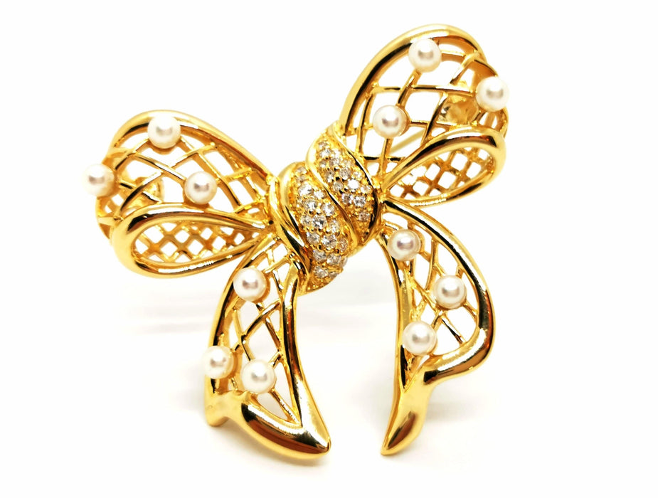 Broche Broche Noeud Or jaune Perle 58 Facettes 1653935CN