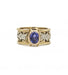 Bague 53 / Jaune et blanc / Or 750 Bague Saphir violet Diamants 58 Facettes 220074R