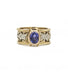 Ring 53 / Yellow and white / 750‰ Gold Purple Sapphire Diamond Ring 58 Facettes 220074R