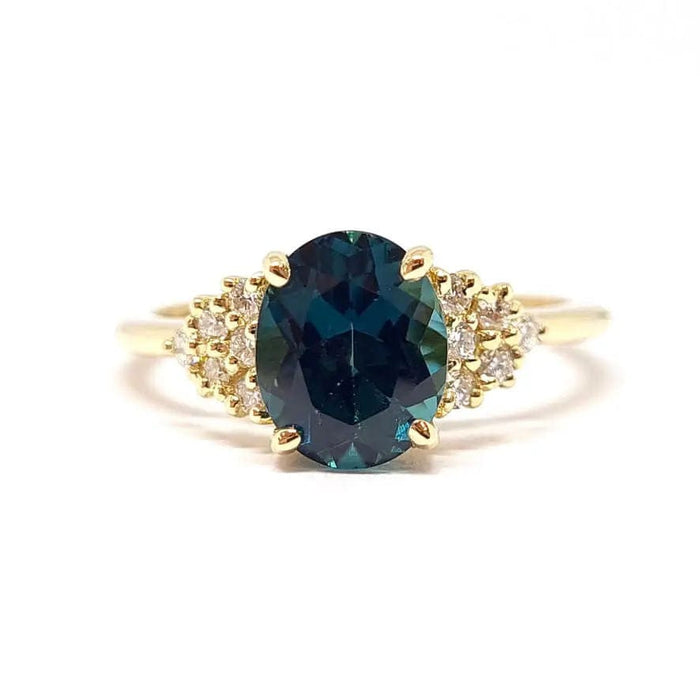 Bague Bague tourmaline vert bleu diamants or jaune 58 Facettes