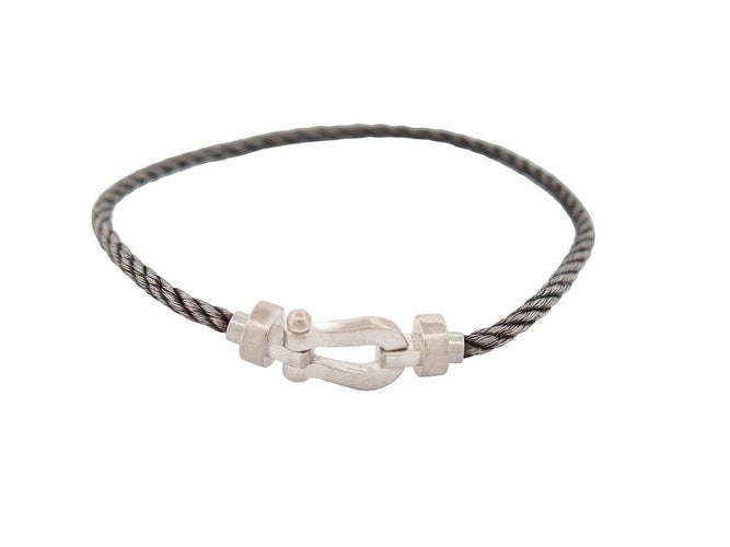 Bracelet bracelet FRED force 10 mm or blanc 18k + cable acier anthracite 58 Facettes 254692