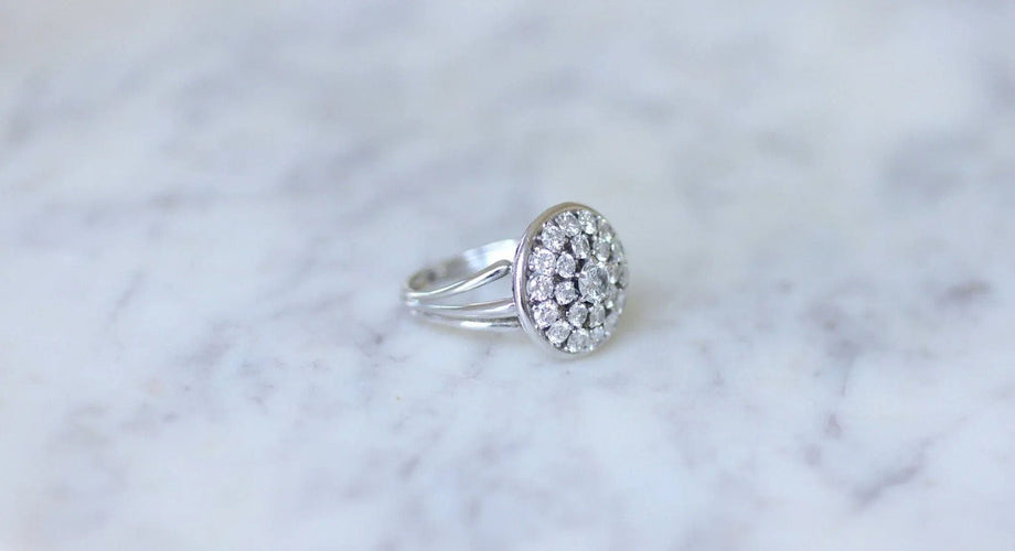 Bague 55 Bague ronde Or blanc Platine Diamants 58 Facettes