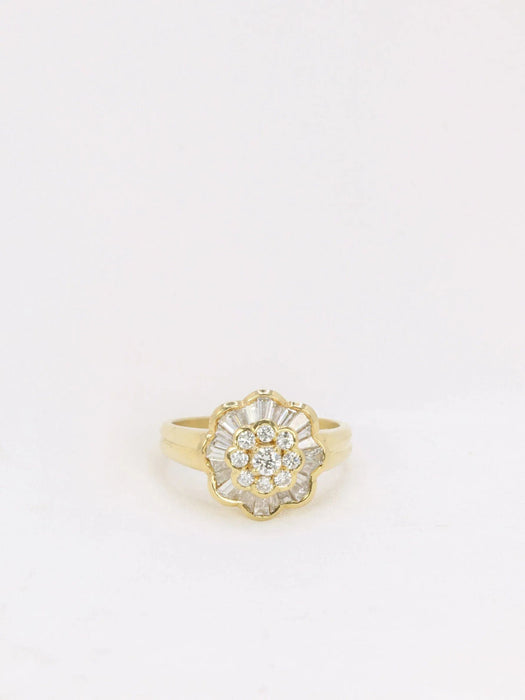 Bague 54 Bague vintage fleur en or et diamants baguette 58 Facettes J140