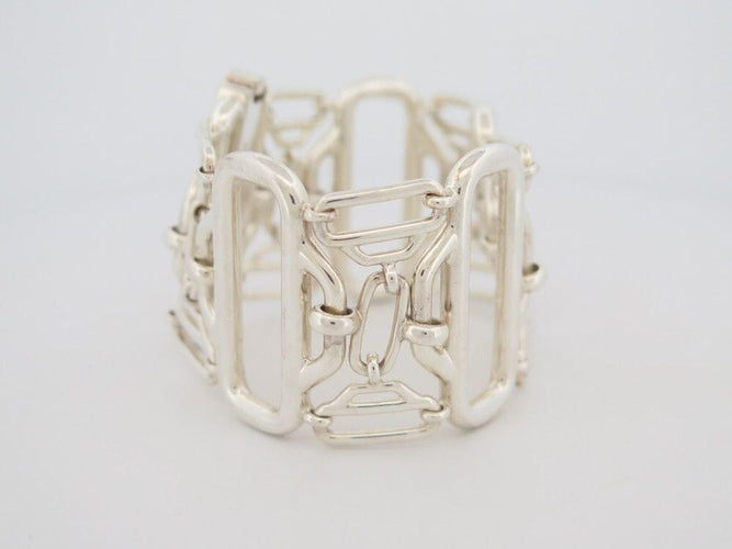 Bracelet bracelet HERMES abstract large 18 cm en argent massif 925 101gr 58 Facettes 256678