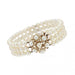 Bracelet 3 row pearl bracelet and flower clasp 58 Facettes 22-469