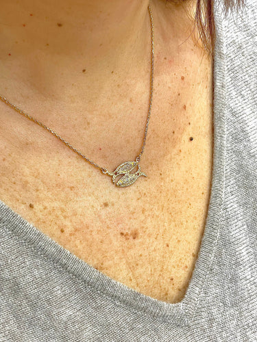 Collier Collier poissons tête à queue en or 18 carats et diamants 58 Facettes