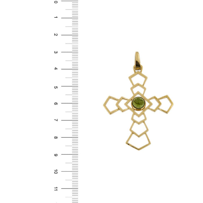 Pendentif Pendentif croix avec tourmaline verte 58 Facettes 31480