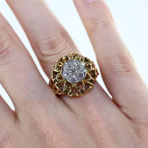 Bague 53 Bague "Fleur" Or jaune Diamant 58 Facettes
