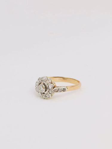 Bague 54 Bague marguerite Belle Epoque Or jaune Platine Diamants 58 Facettes J172