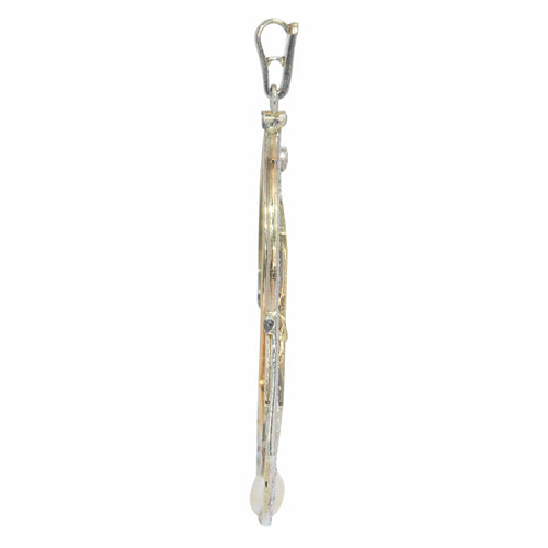Pendentif Médaille diamants saphirs et perle 58 Facettes 23191-0434