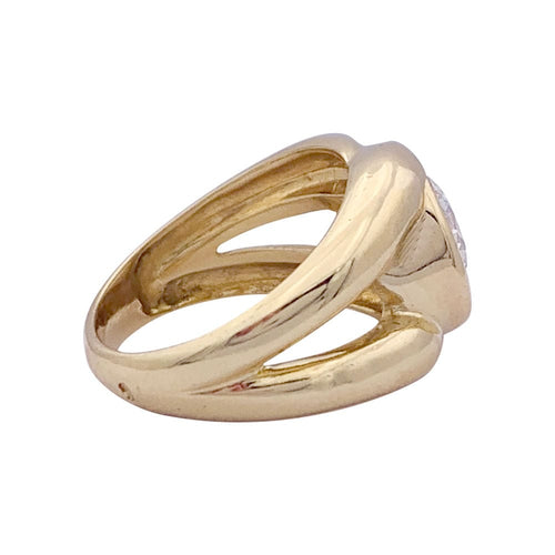Bague 50 Bague entrelacée or jaune sertie d'un diamant. 58 Facettes 33603