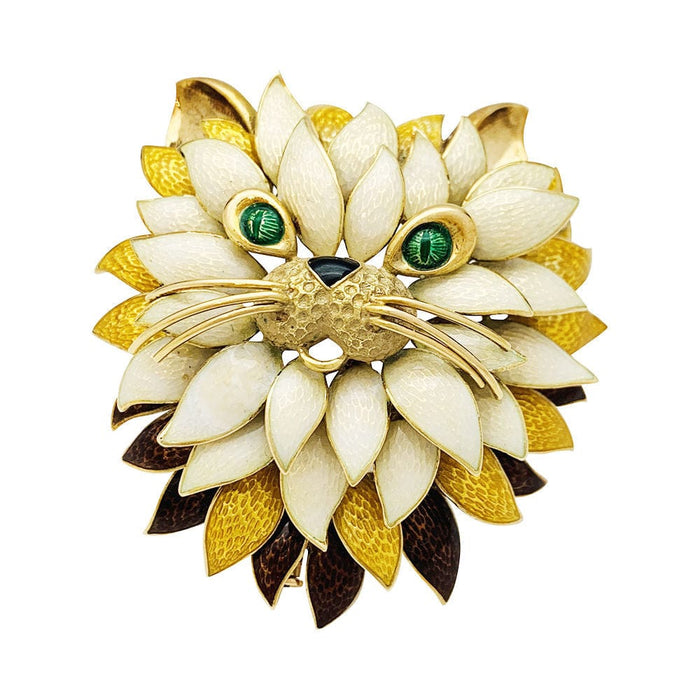 Broche Broche Fred "Chat" en or jaune et émaux. 58 Facettes 30759