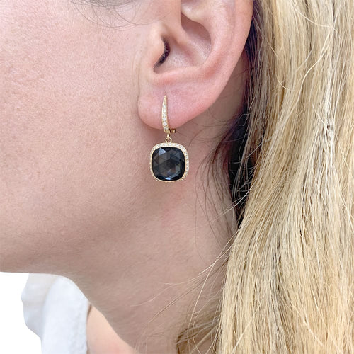 Boucles d'oreilles Boucles d'oreilles or rose, hématite, quartz, diamants. 58 Facettes 32895