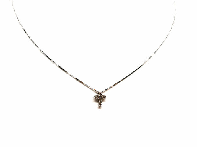Collier Collier Croix Or blanc Diamant 58 Facettes 1641624CN
