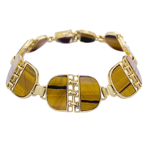 Bracelet Bracelet vintage, or jaune, oeil de tigre. 58 Facettes 32318