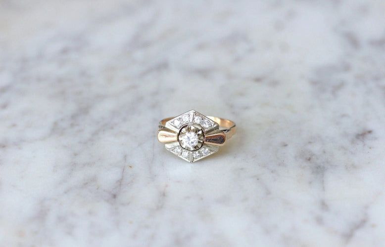 Bague Bague Art Déco deux ors et diamants 58 Facettes