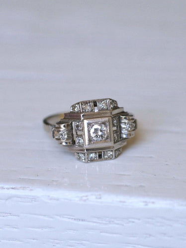Bague Bague Art Déco platine et diamants 58 Facettes