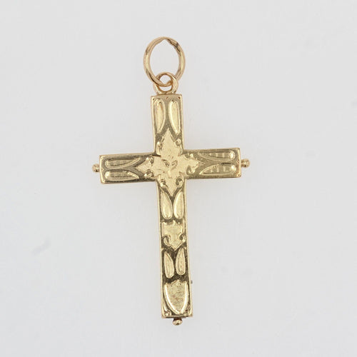 Pendentif Croix ancienne en or jaune ciselée 58 Facettes 21-689A