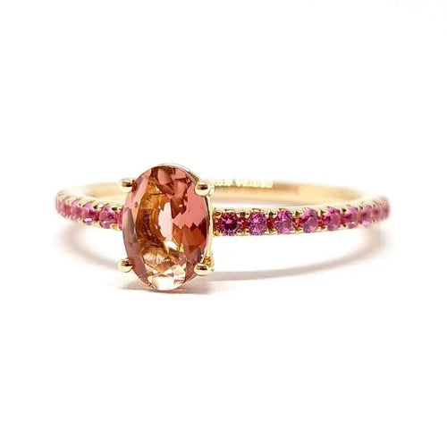 Bague Bague tourmaline saphirs rose or rose 58 Facettes
