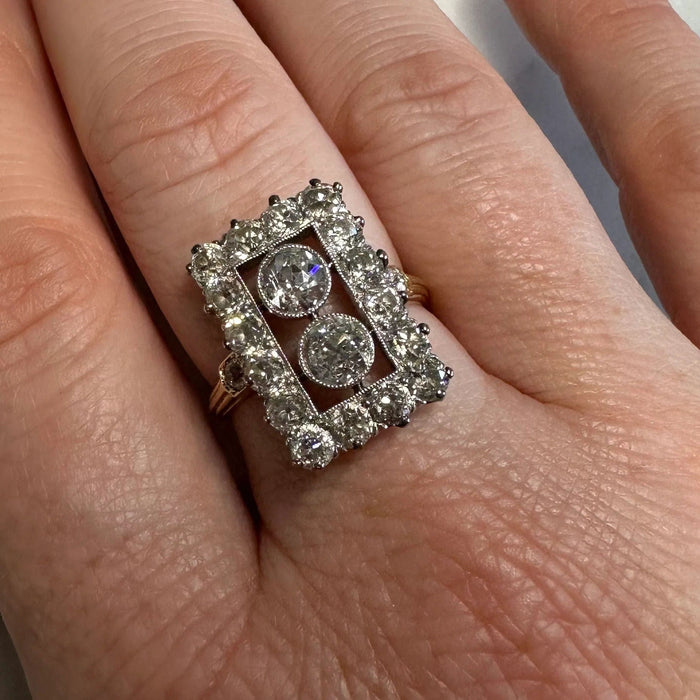 Bague 57.5 Bague rectangle 2 Ors Diamants 58 Facettes REF2302-43