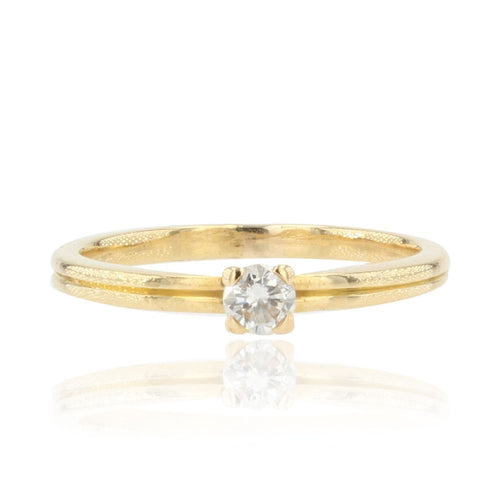 Bague 54 Petit solitaire diamant sur or jaune 58 Facettes 21-316