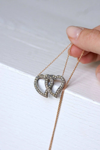 Collier Collier ancien double cœur perles 58 Facettes