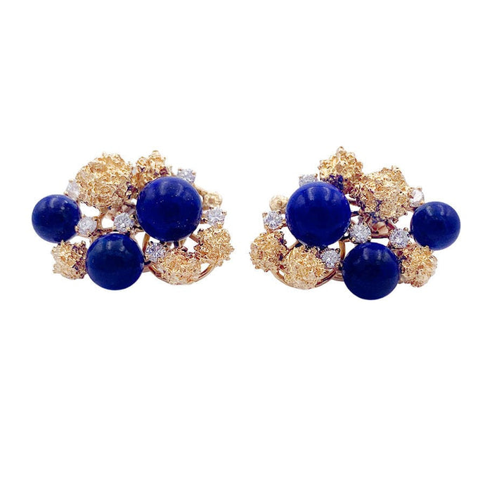Boucles d'oreilles Clips d'oreilles Chaumet, or jaune, lapis-lazuli. 58 Facettes 32956