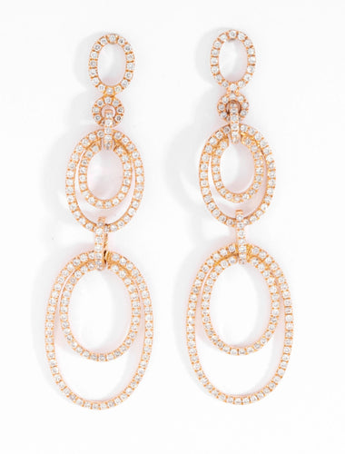 Boucles d'oreilles Boucles d'oreilles or rose multi anneaux en diamant 58 Facettes