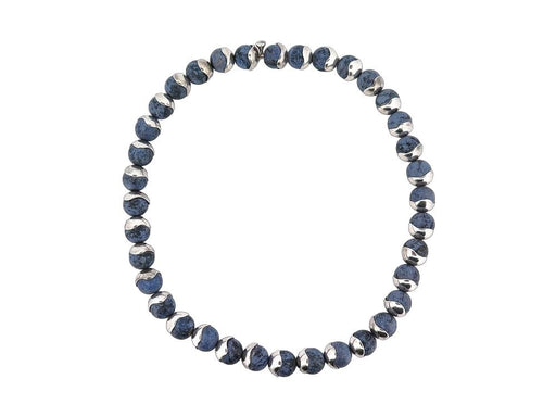 Vintage necklace HERMES necklace blue jasper beads and solid silver 39cm 58 Facettes 256014