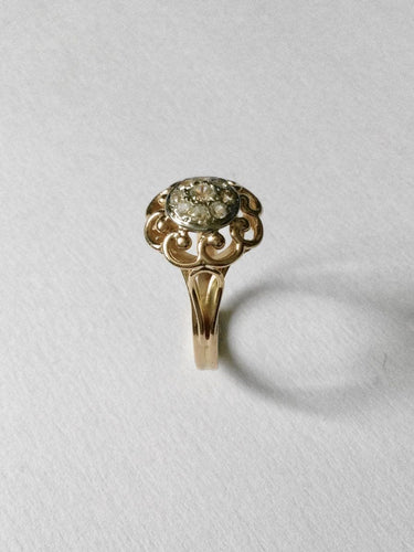 Bague 59 Bague Or Jaune ajourée Diamants 58 Facettes