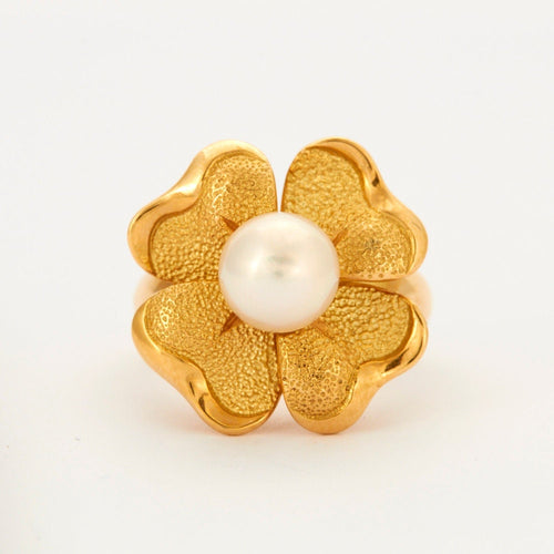 Bague 52.5 Bague Perle Trèfle 58 Facettes 002.198