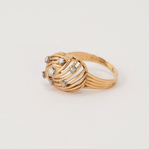 Bague 59 Bague Vintage Or Jaune Diamants 58 Facettes LOT 491