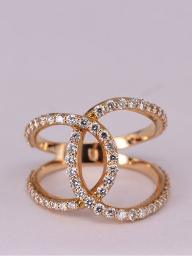 Bague 54 Bague diamant double knott or jaune 58 Facettes P14