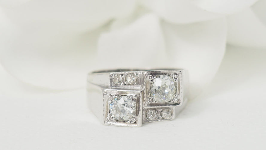 Bague 51.5 Bague Art Déco en platine et diamants 58 Facettes 32258