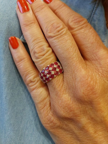Bague BAGUE MODERNE RUBIS ET DIAMANTS 58 Facettes 071271