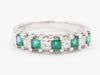 Ring 50 Modern ring in 18k white gold with emeralds and diamonds 58 Facettes