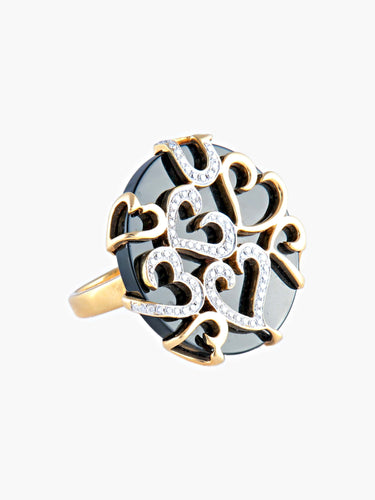 Bague 52 Bague Coeur Onyx Diamants 58 Facettes