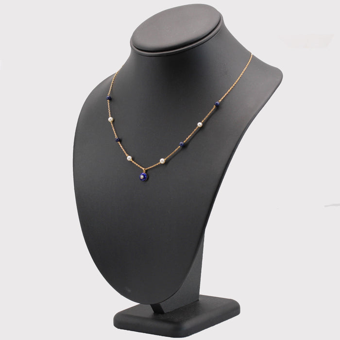 Collier Collier Or, Perles de culture et de Lapis lazuli 58 Facettes APCB-5248217