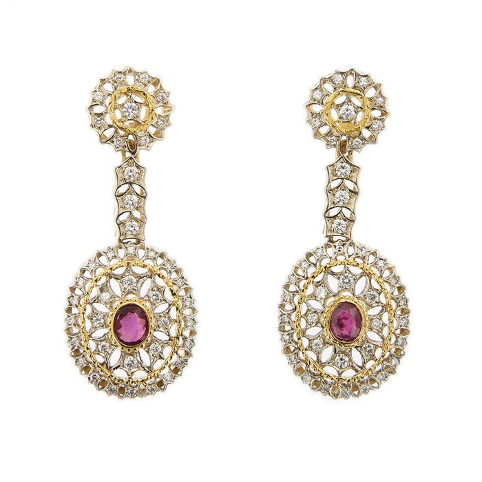 Boucles d'oreilles Boucles d'oreilles rubis et diamants 58 Facettes 28972